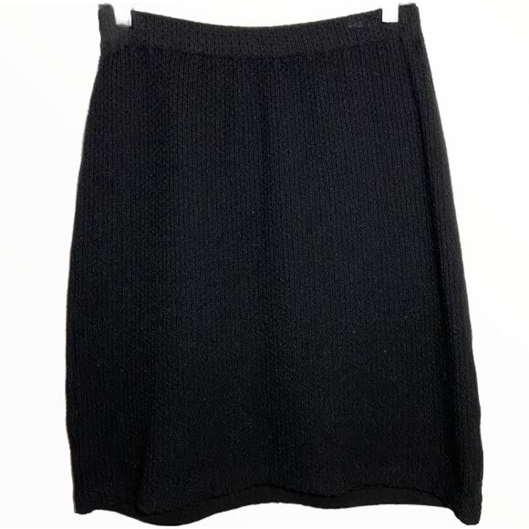 St. John Caviar Santana Knit Skirt wool Knee Length Black 6 - Picture 1 of 4